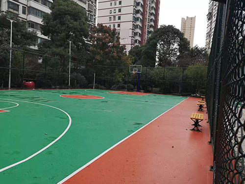 常德市武陵區國源小區塑膠籃球場，硅PU球場，籃球架安裝 體育器材，體育設施